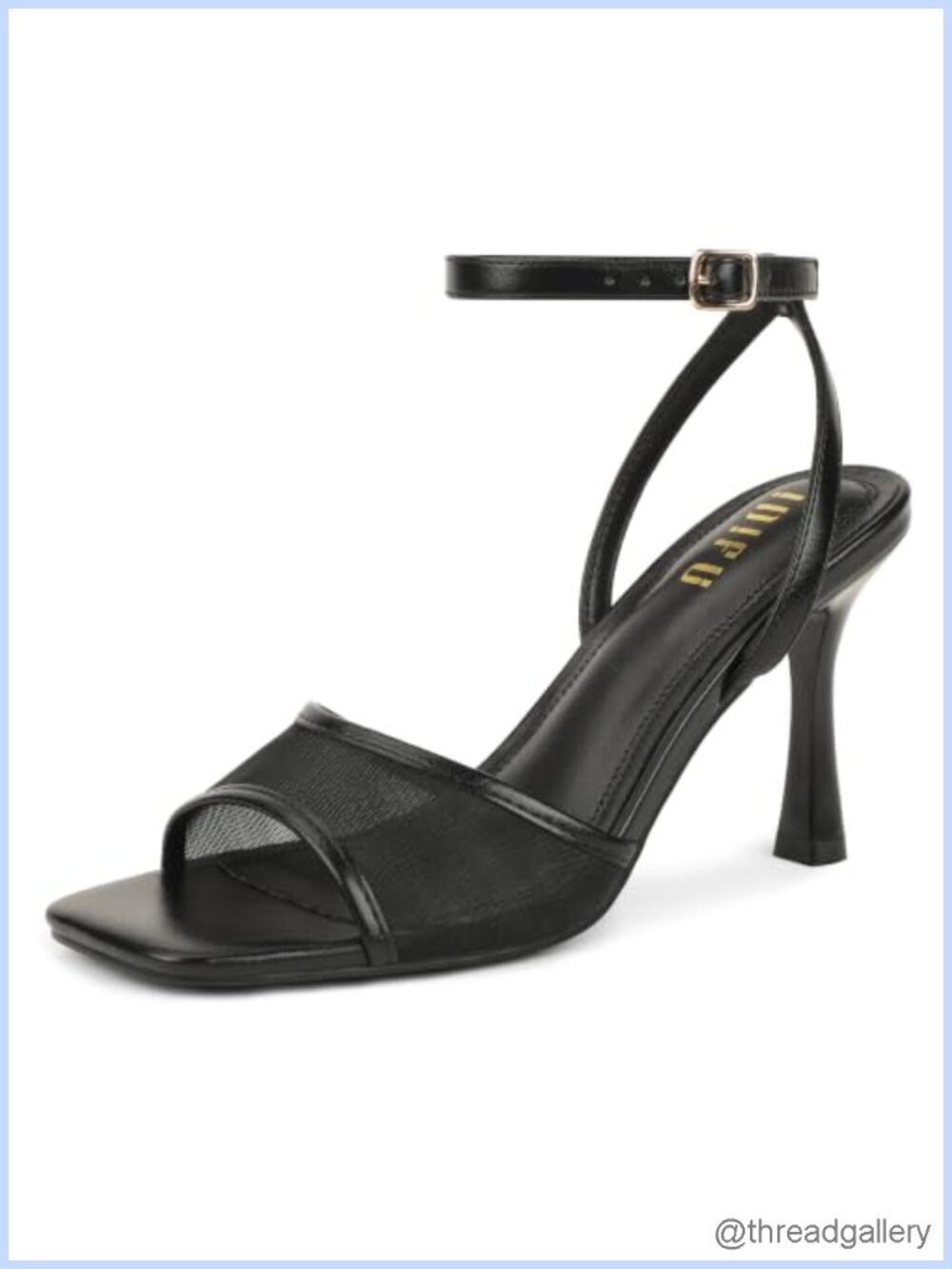 Mesh Strappy Heels Square Toe Ankle Strap Stiletto